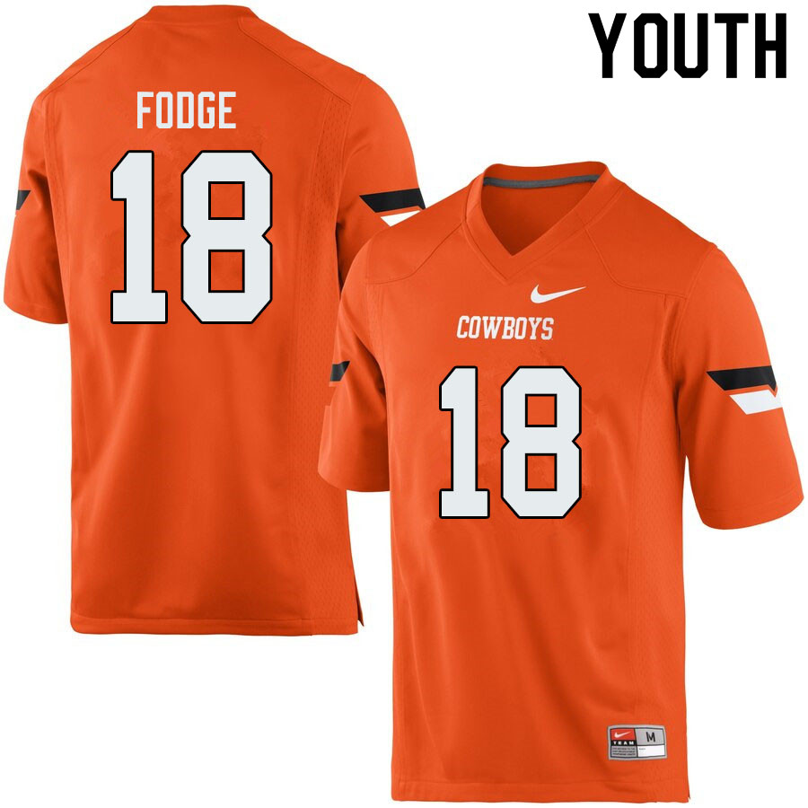 Youth #18 Matt Fodge Oklahoma State Cowboys College Football Jerseys Sale-Orange - Click Image to Close